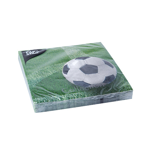 Papstar Servietten Football – mehrfarbig – 33 × 33 cm, 3-lagig, 1/4-Falz – 20 Stück