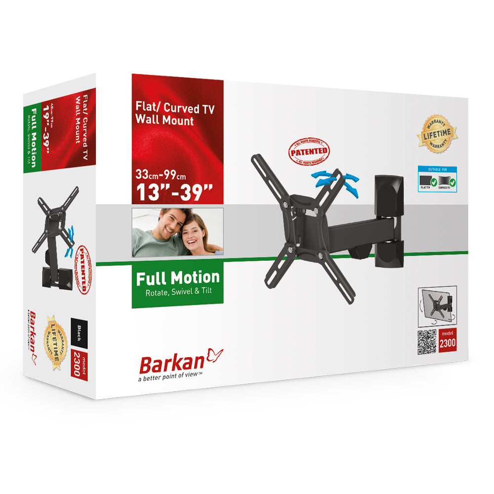 Barkan Wandhalterung WH 2300 19-39 – Tragkraft bis 25 kg, dreh-/neigbar (VESA 75×75–200×200 mm)