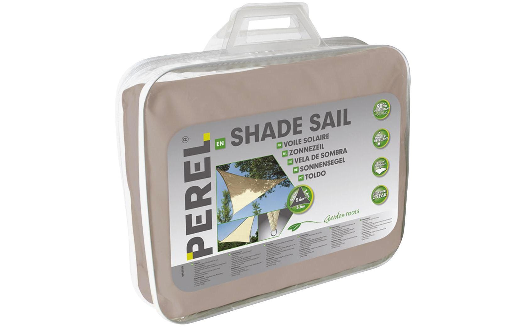 Perel Sonnensegel – Dreieck, 5 × 5 × 5 m – Polyester, braun