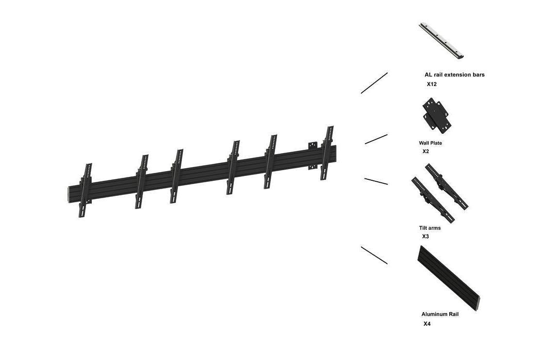 Multibrackets Pro MBW3U – Wandhalterung, neigbar, für 40", VESA 400×400, bis 90 kg, schwarz