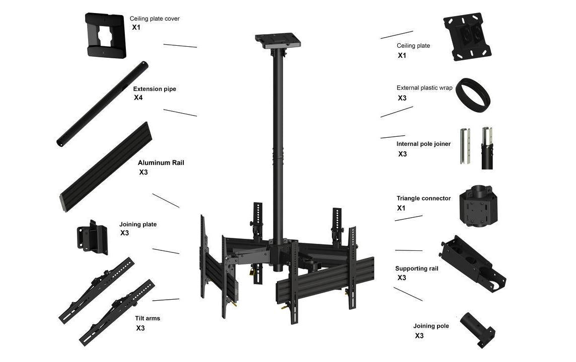 Multibrackets Pro MBC3U – Wandhalterung, neigbar, bis 65", bis 90 kg, schwarz