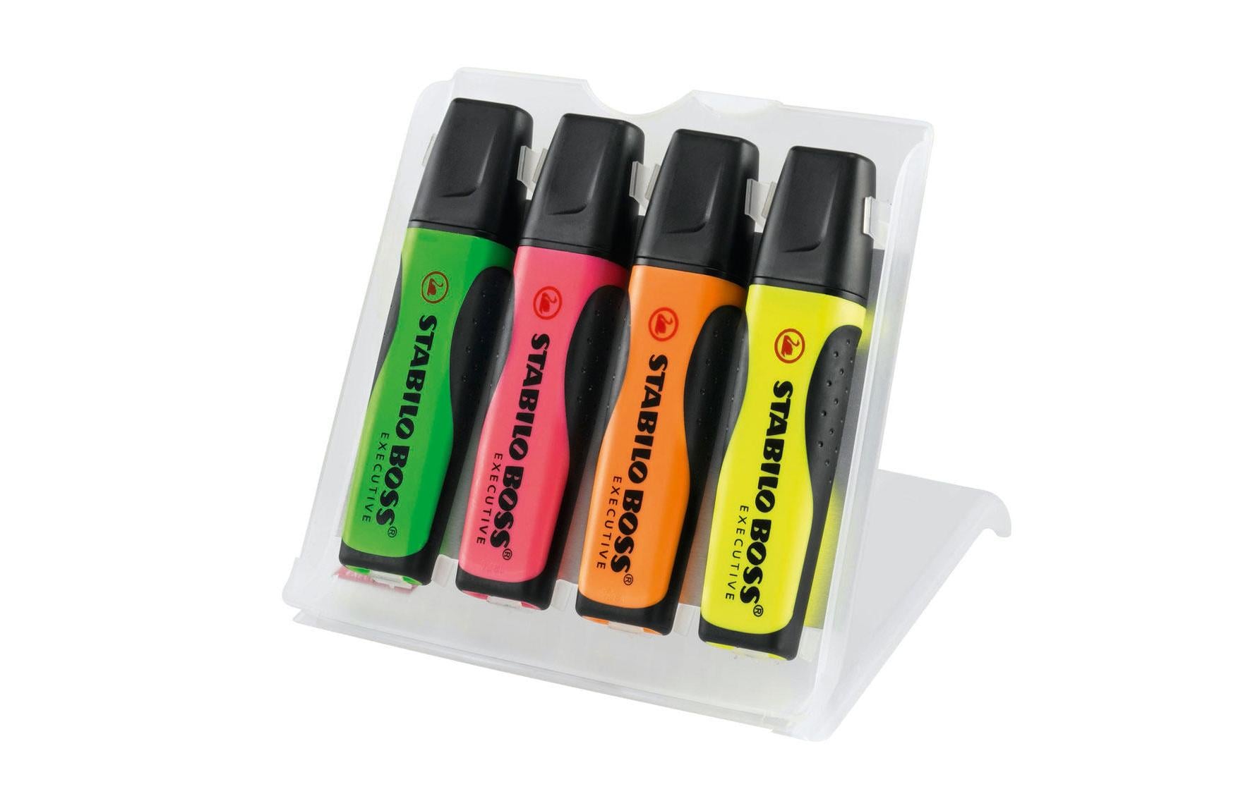 STABILO BOSS Textmarker Set 4 Farben – Keilspitze, 2–5 mm