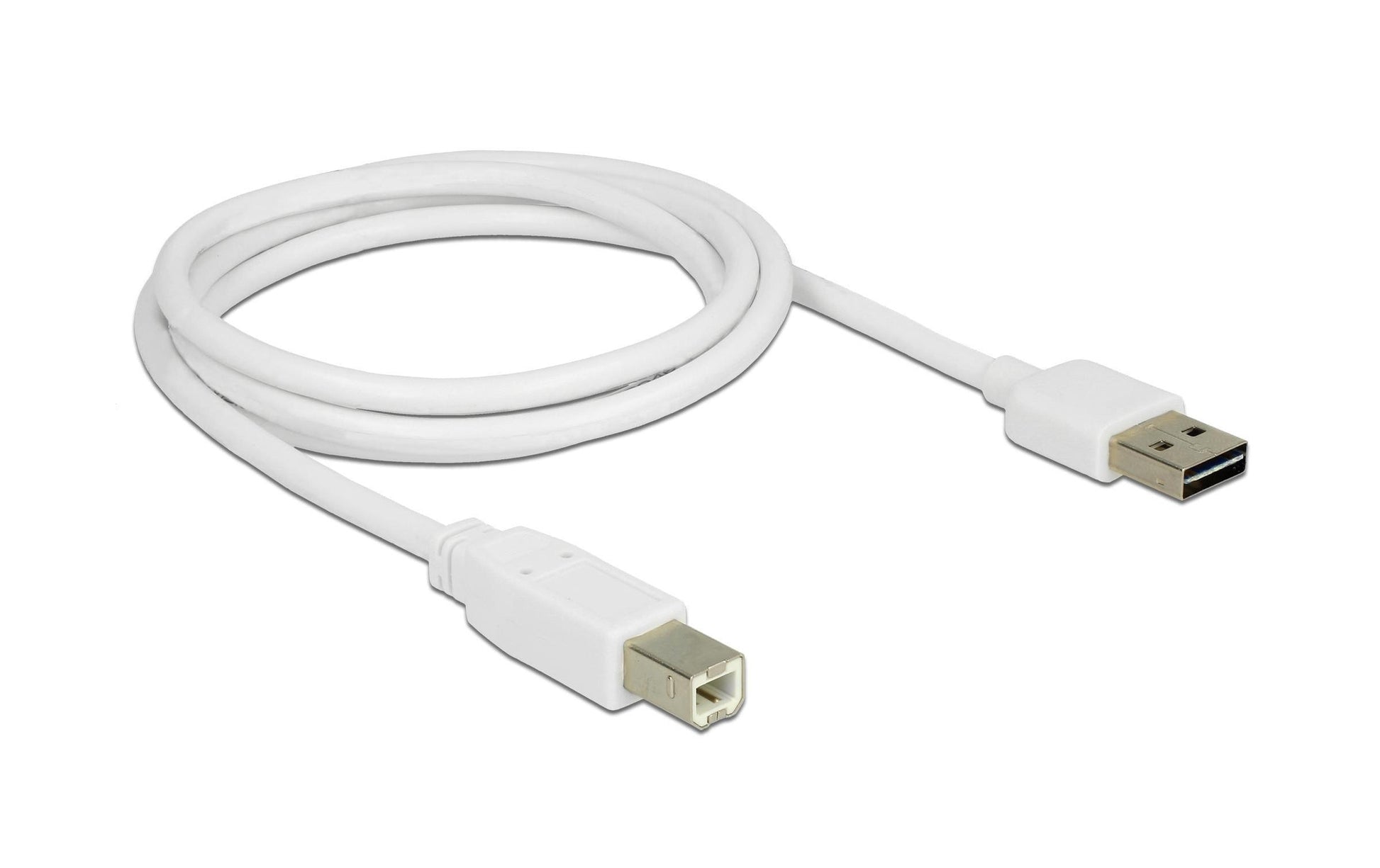 DeLOCK USB-A auf USB-B Kabel – USB 2.0 (480 Mbit/s) – 1 m – Goldkontakte – Weiss