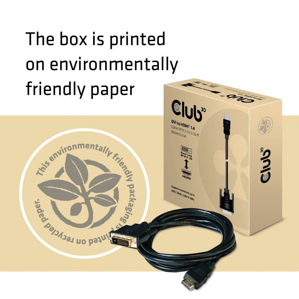 CLUB3D Club 3D DVI auf HDMI Kabel HDMI 1.4 4K 30 Hz – 2 m