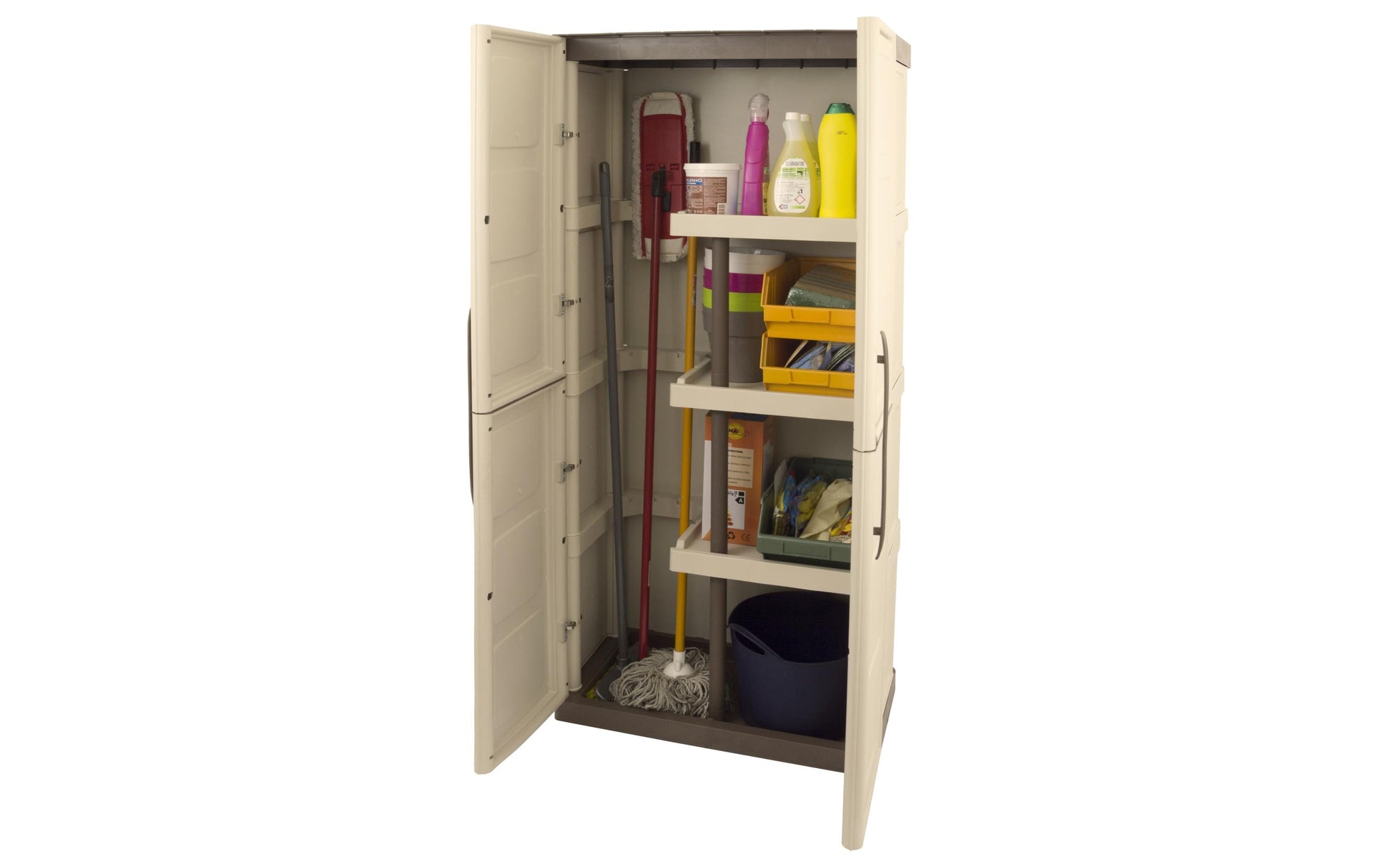 Art plast ArtPlast S71/PST – Gartenschrank, 3 Tablare, 450 l, 700 × 390 × 1650 mm, beige, Kunststoff
