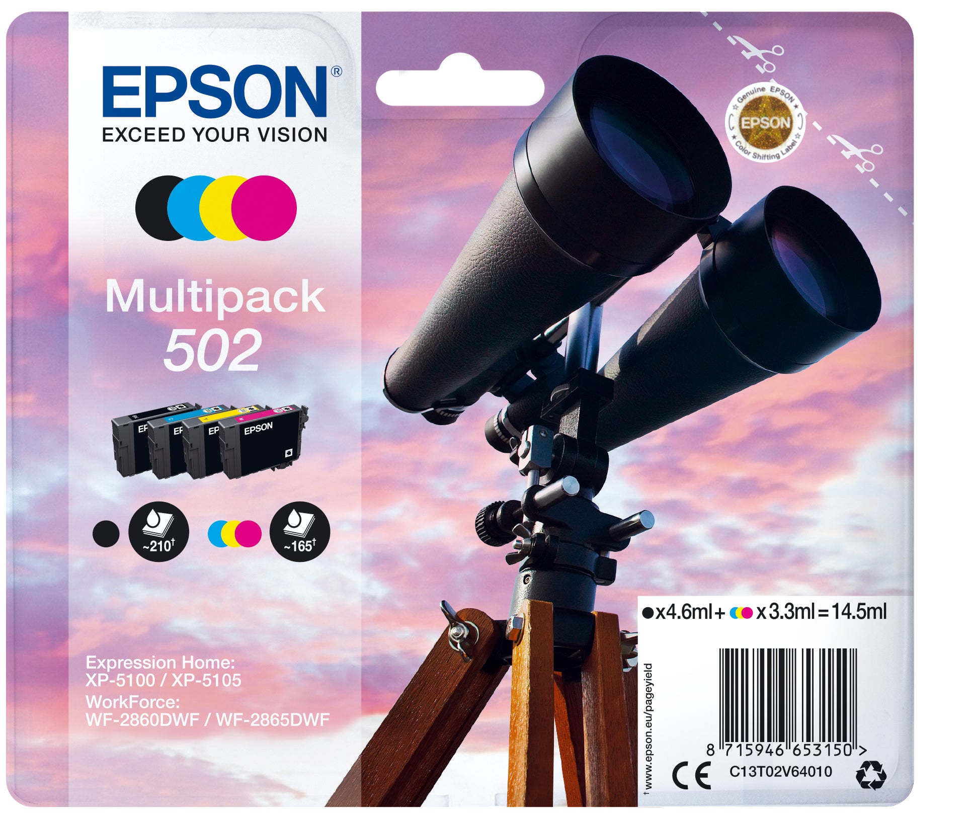 Epson Tintenpatronen-Multipack 502, CMYK, 4er-Pack