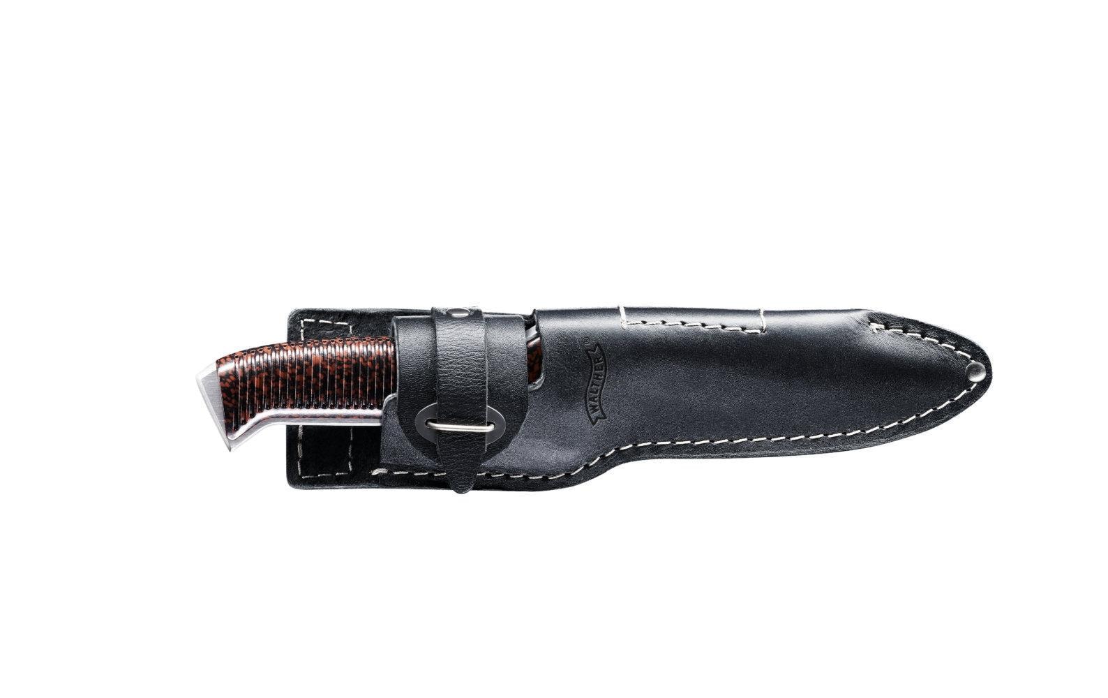 Walther P38 – Outdoormesser 135 mm, inklusive Messerscheide, braun