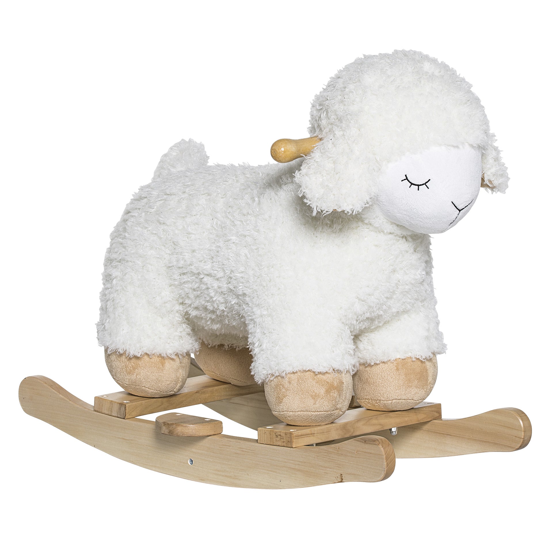 Bloomingville Plüschtier Schaukelschaf Laasrith – 48 cm – weiss/holzfarben – ab 1 Jahr