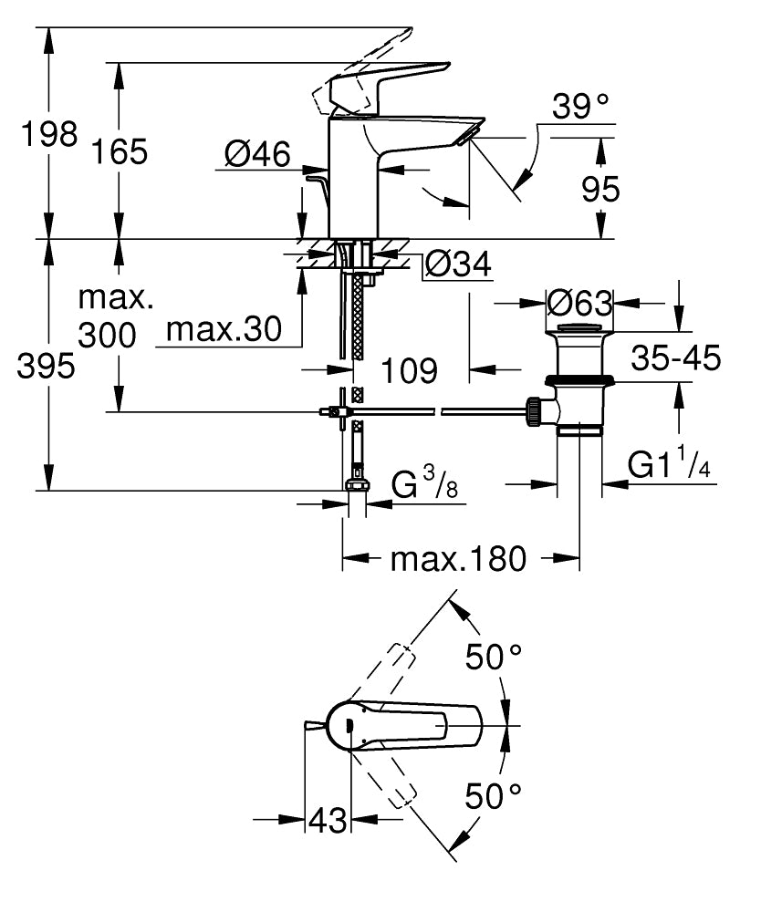 GROHE Start Badebatterie – Einhebelmischer, Metall, Schwarz matt