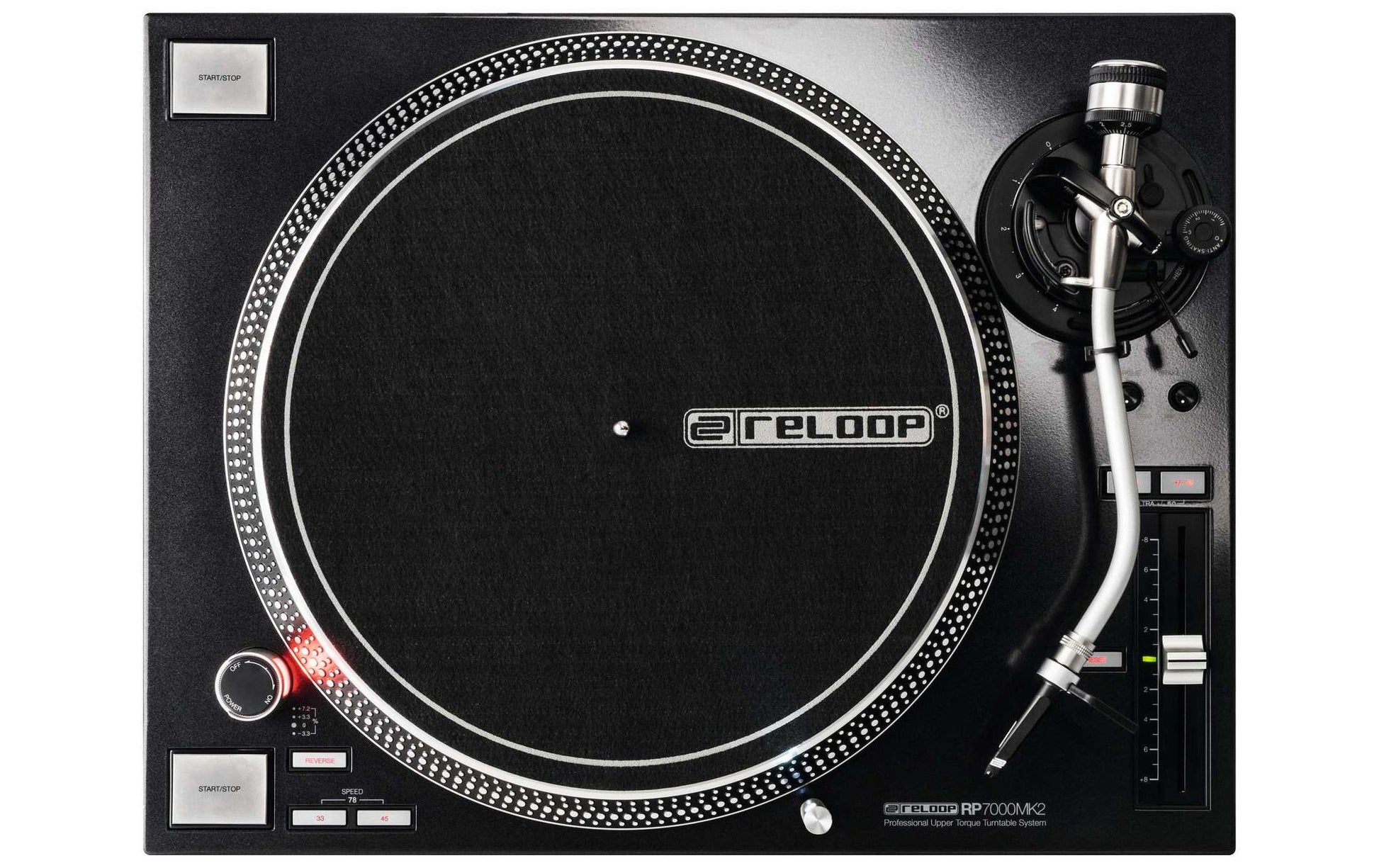 Reloop RP-7000 MKII – Plattenspieler (Direktantrieb, manuell), Phono-Vorverstärker, 33⅓/45/78 U/min – Schwarz
