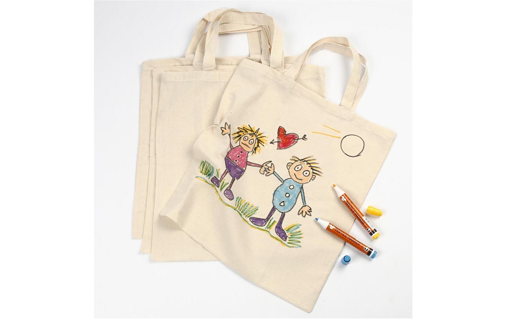 Creativ Company Stofftasche, Baumwolle, Beige, 380×420 mm – 5 Stück
