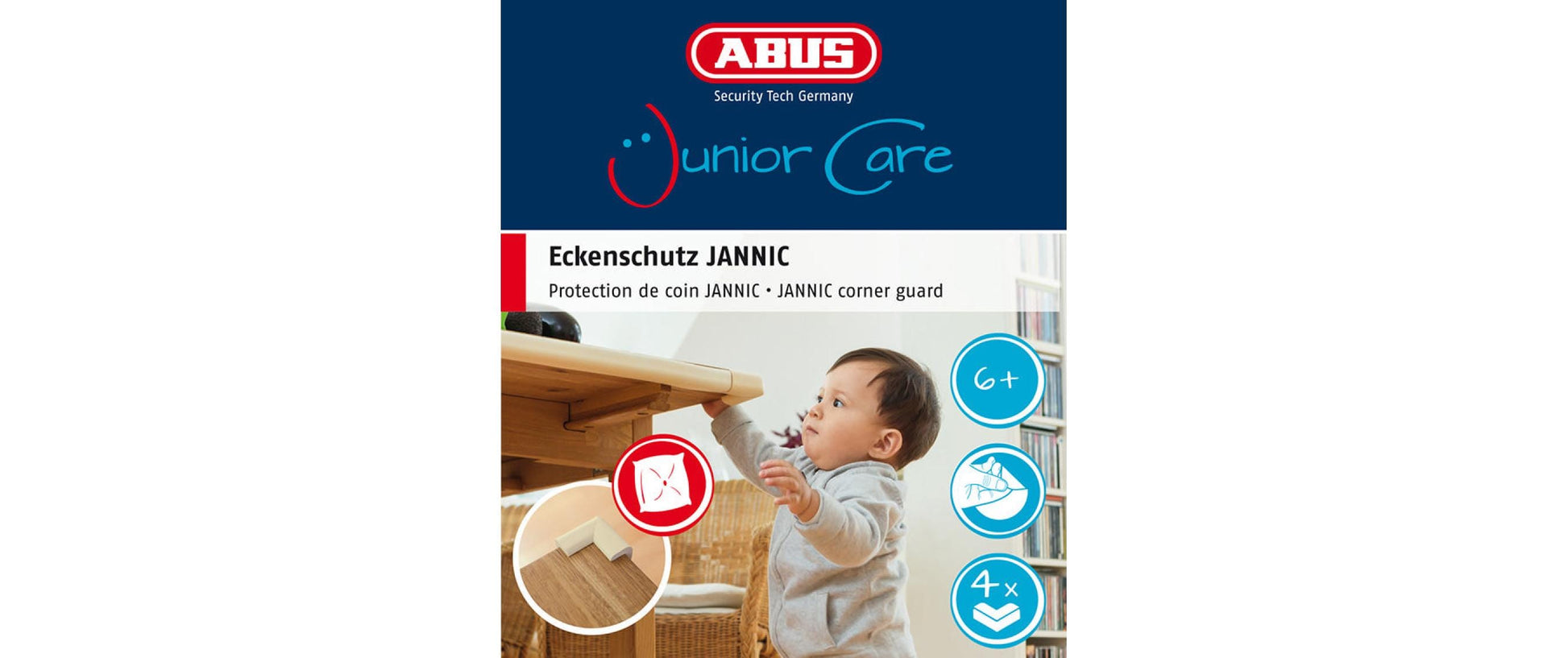 ABUS JC3500 Jannic Eckenschutz 4 Stück – Schaumstoff – Beige – 115 × 81 mm