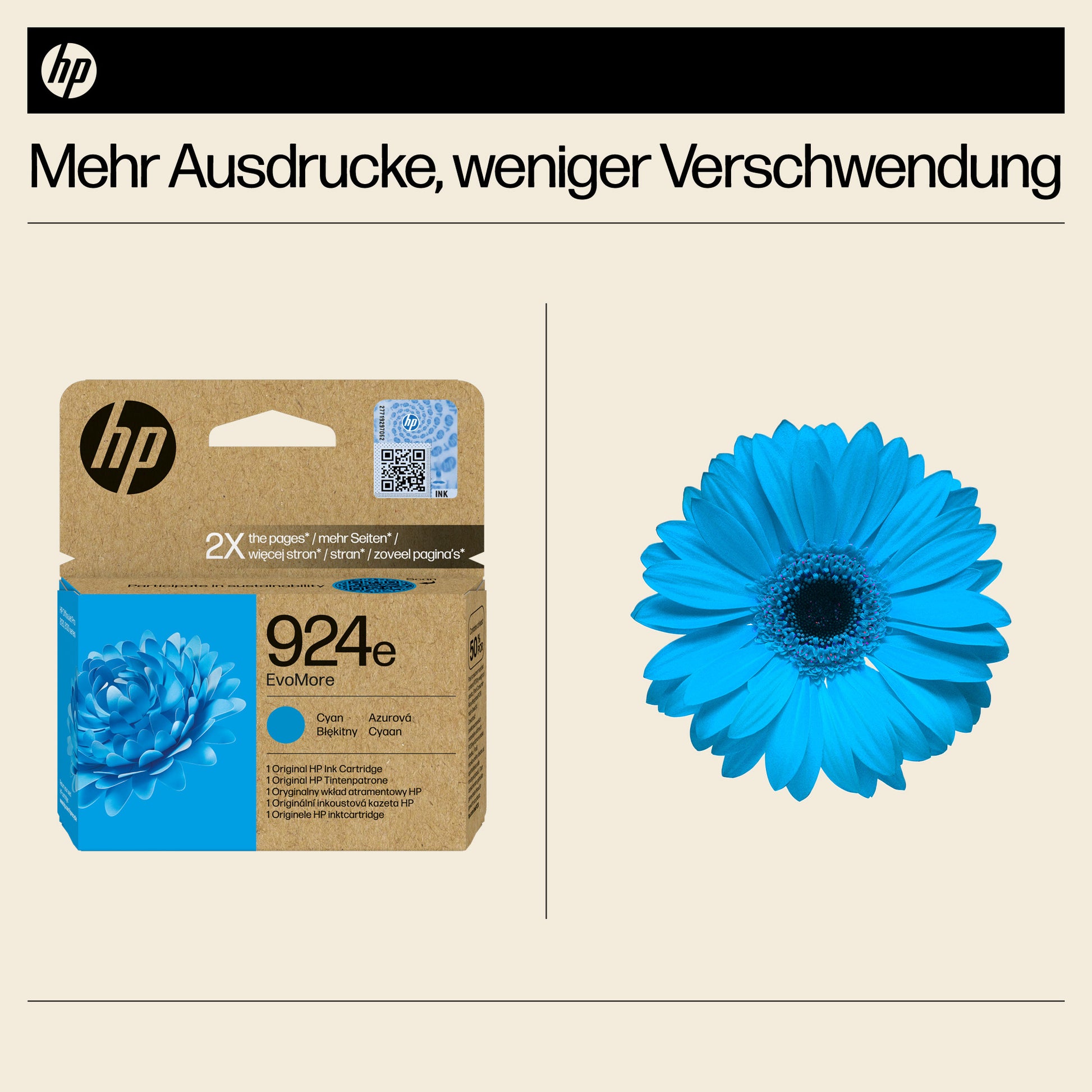HP 924e EvoMoreXL Cyan Tintenpatrone (Original) – 800 Seiten – für 924e