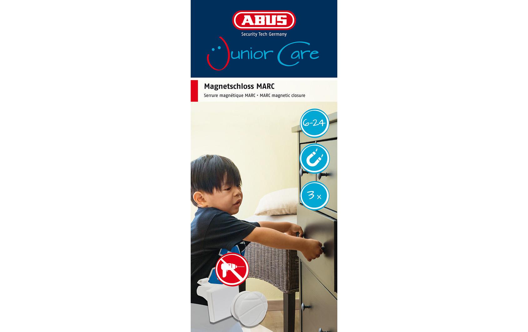 ABUS JC4500 MARC Kindermagnetverschluss – 3 Stk., Weiss, für Schubladen