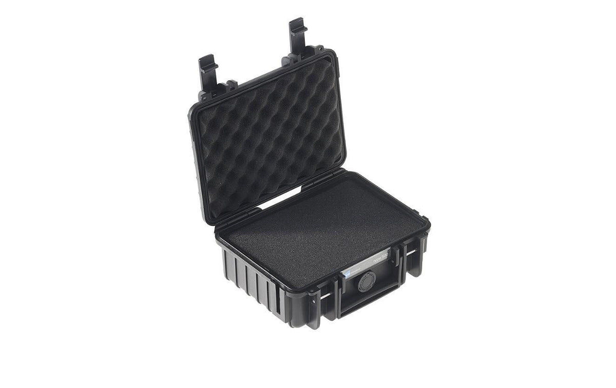 B&W Cases B&W 500 Transportbox – mit Schaumstoffeinsatz, wasserdicht, schwarz, Polycarbonat, B 228 × H 182 × T 92 mm