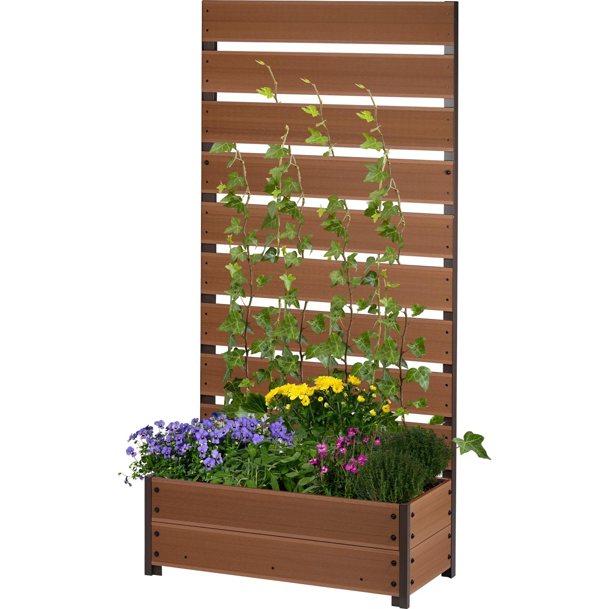 Dobar Pflanzkübel – 72 × 150,5 × 33 cm – Aluminium & WPC, braun