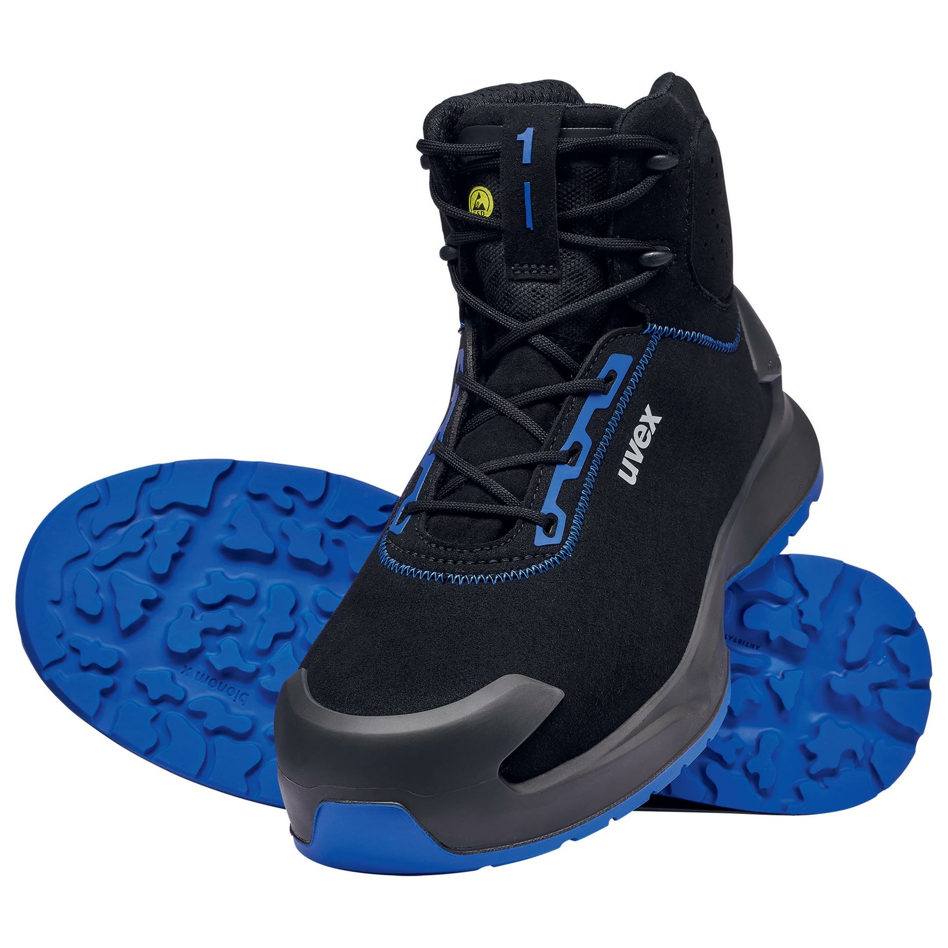 Uvex 1 x-craft Sicherheitsstiefel S2 – Schwarz/Blau – Grösse 46, Weite 11