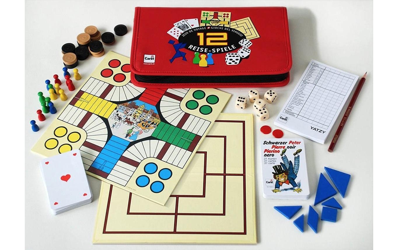 Carlit 12 Reisespiele – Brettspiel, 1–6 Spieler, ab 6 Jahren, 30 Min., DE
