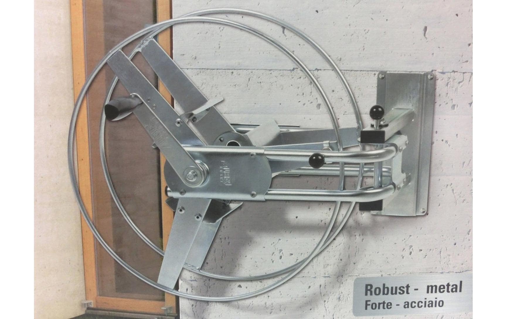 Alba-Krapf Status S Wandschlauchhalter 50,5 m – mit weichem Griff, 3/4" Anschluss, Silber, Stahl