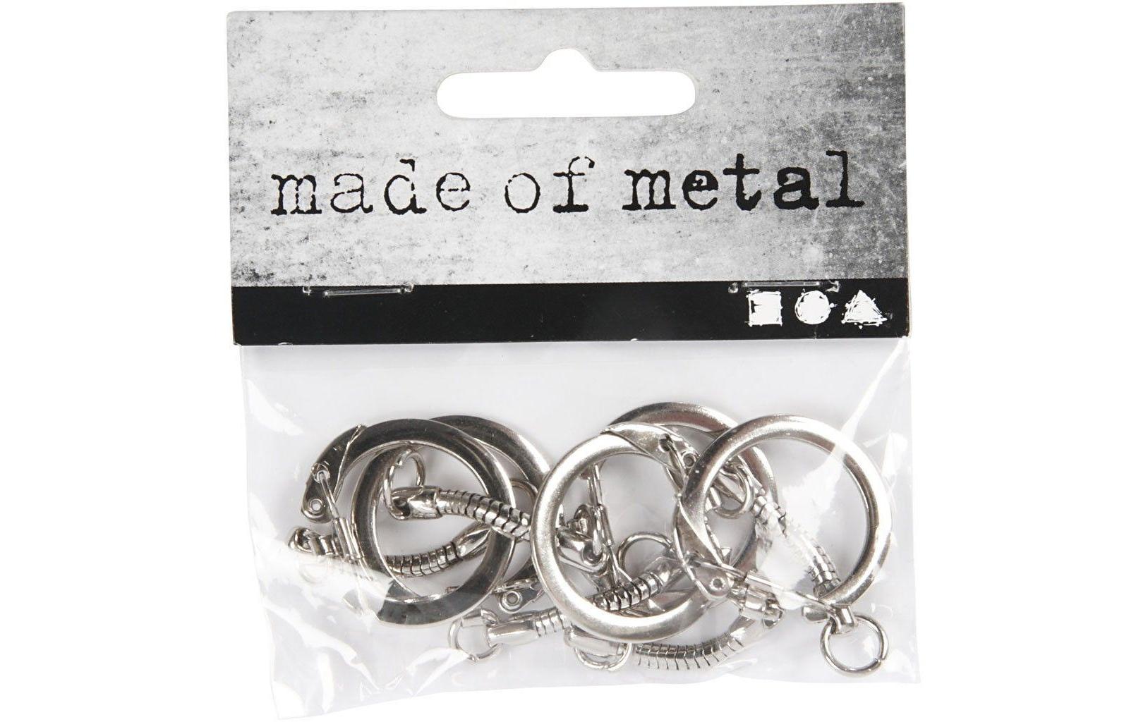Creativ Company Schlüsselring – Metall, Silber, Ø 23 mm, 5er-Pack