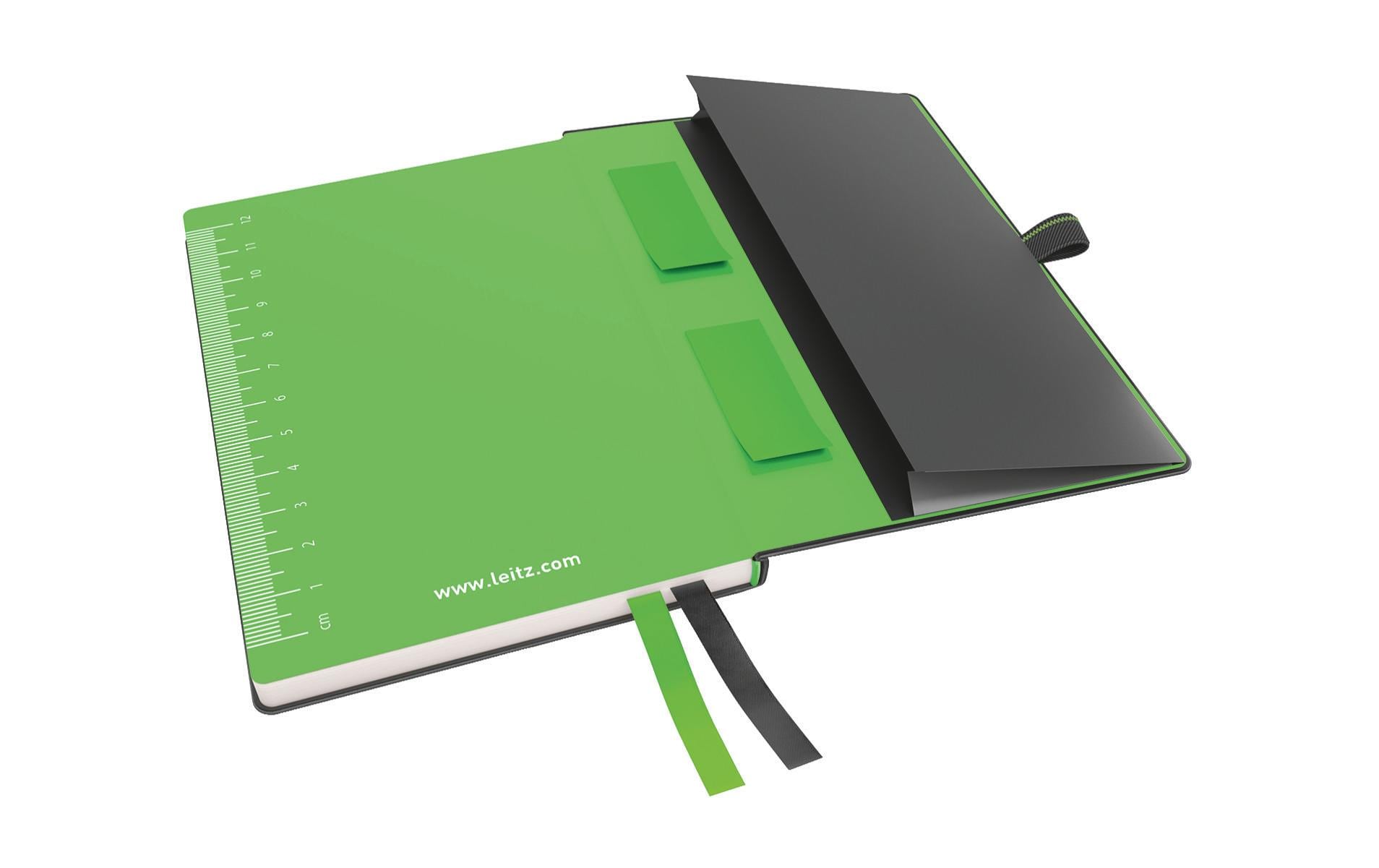 Leitz Notizbuch – A6 – kariert – 80 Seiten – 100 g/m² – Hardcover, Gummiband, Stiftschlaufe, schwarz, FSC