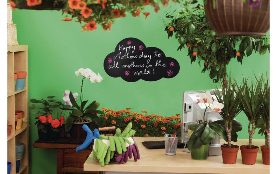 Securit Silhouette-Kreidetafel CLOUD FB-CLOUD – 480 × 290 mm – schwarz – inkl. Kreidestift, Wandmontageset