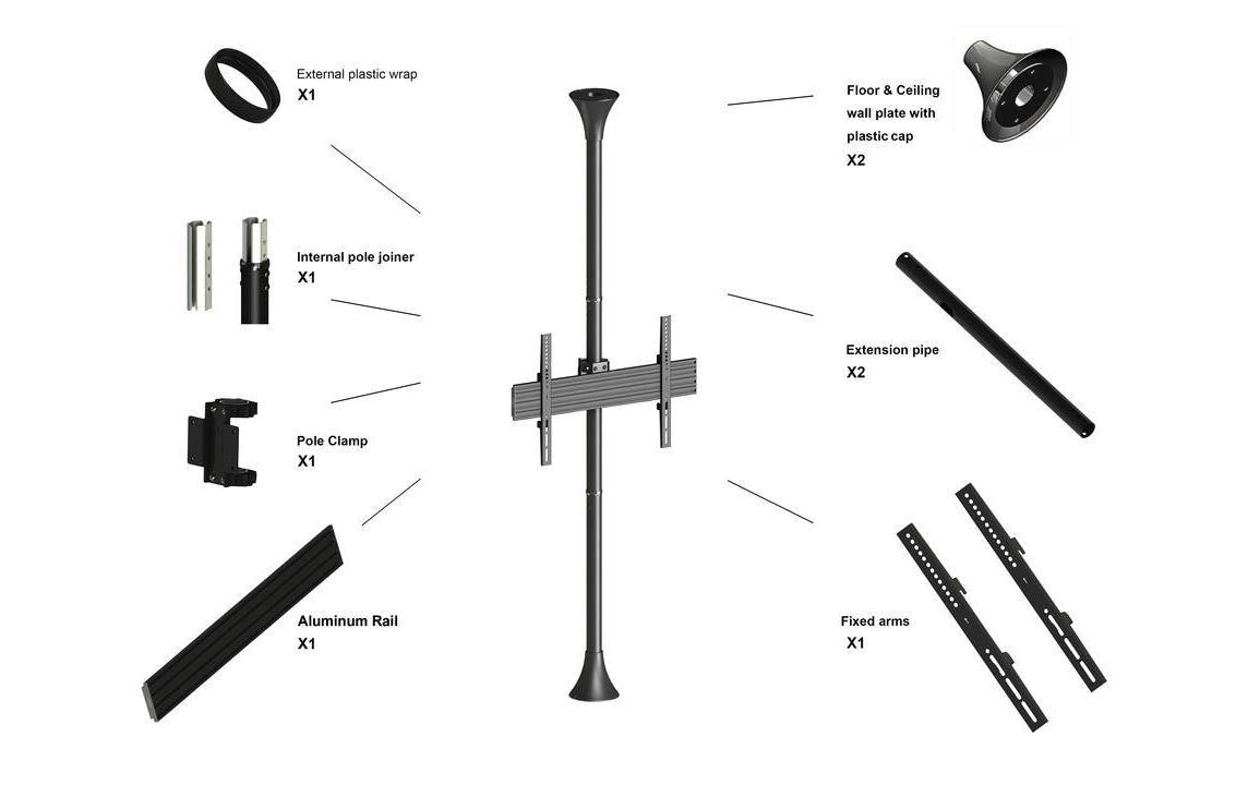 Multibrackets Pro BD Ständer 3620 – Displayständer, drehbar, bis 65", VESA 100×100, bis 30 kg, schwarz