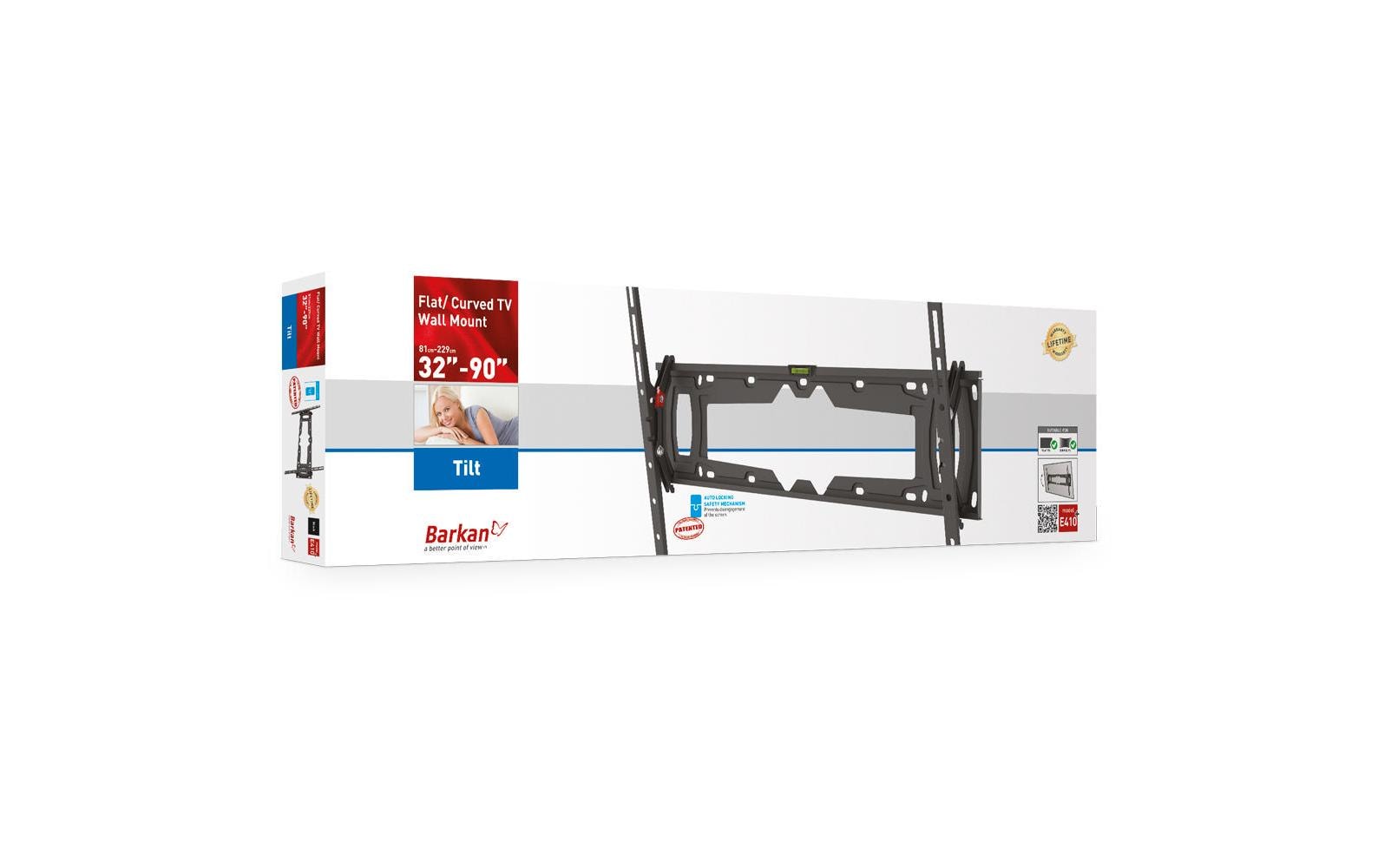 Barkan Mounting Systems Barkan Wandhalterung – Neigbar – 32–90" – VESA 100×100–600×400 – bis 60 kg, Schwarz