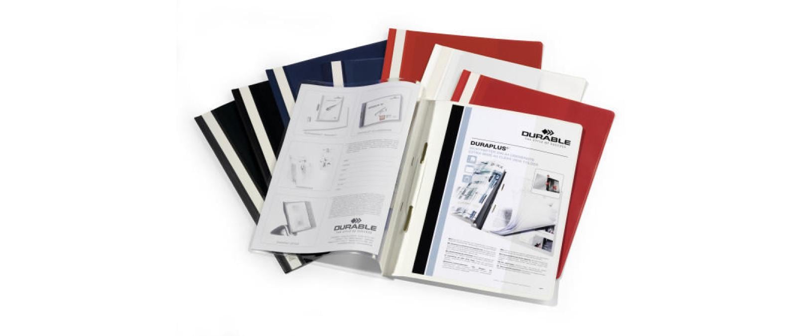 Durable Schnellhefter – A4, PP, weiss, Beschriftungslinien