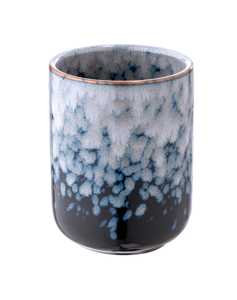 WENKO Zahnbürstenhalter Rosali – 7,5×7×9,5 cm, Keramik, Blau