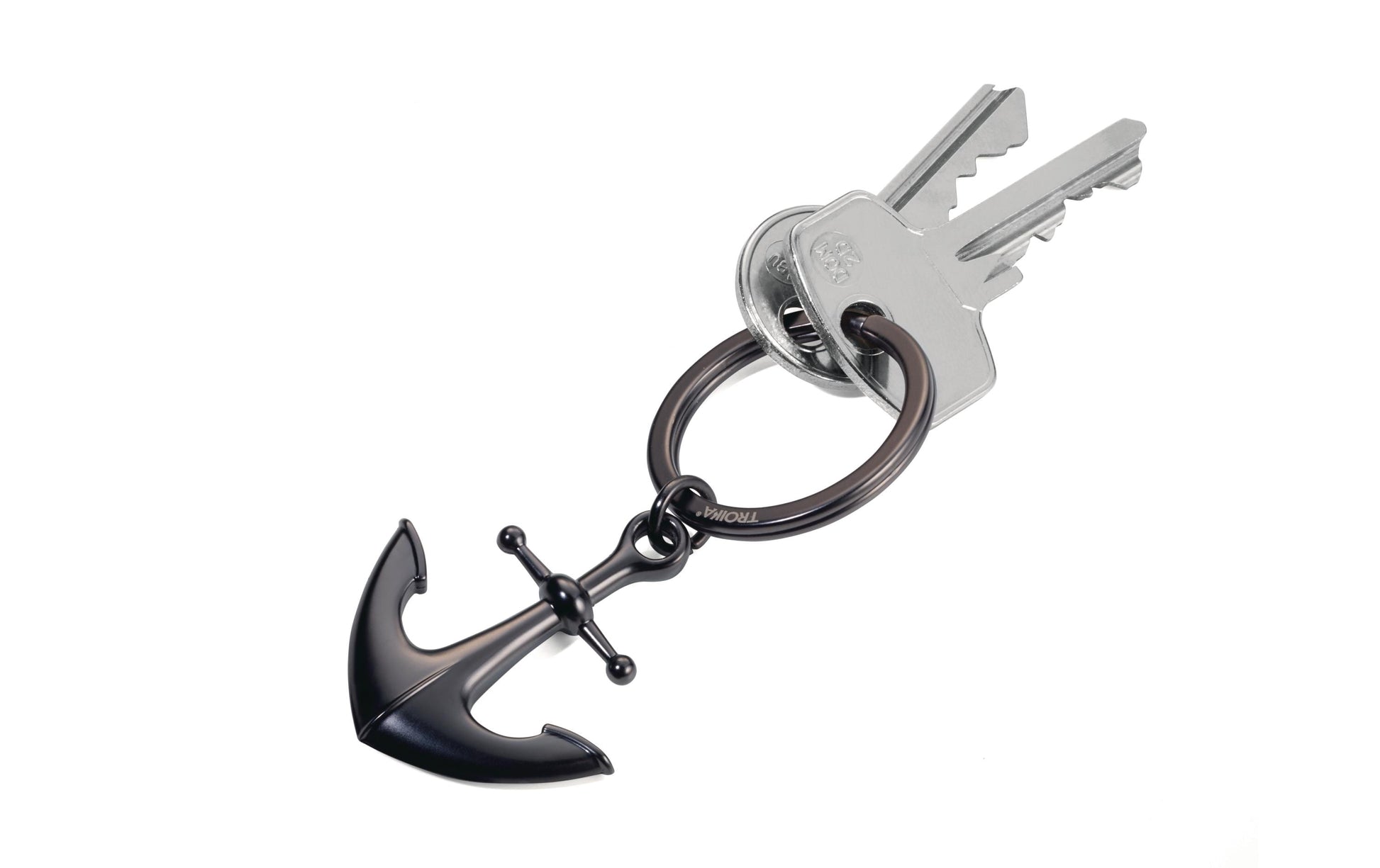 TROIKA Schlüsselanhänger Anker – Metall, Schwarz, 40 × 70 mm