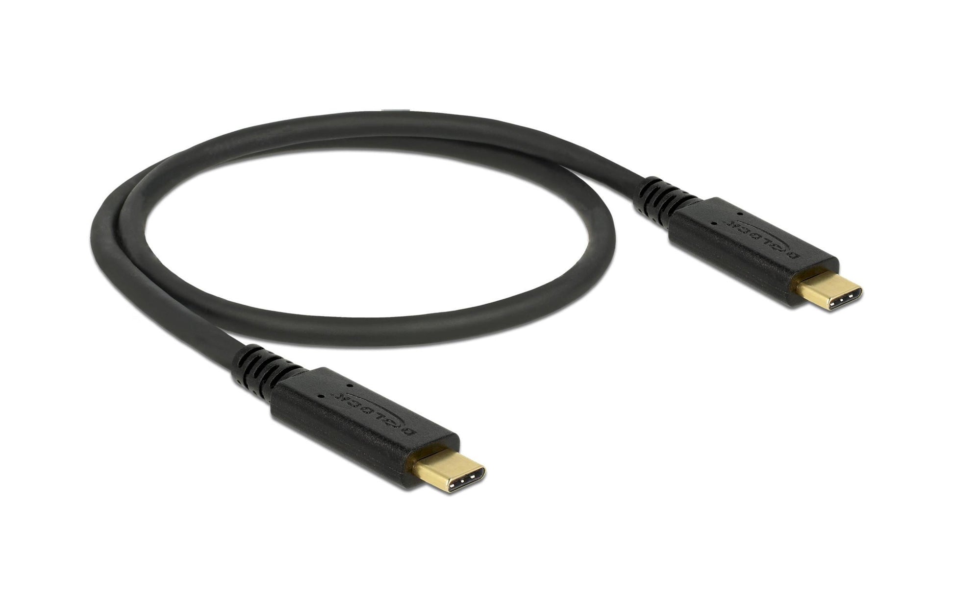 DeLOCK USB-C auf USB-C Kabel – USB 3.2 Gen 1 (5 Gbit/s) – 2 m – Goldstecker – Schwarz