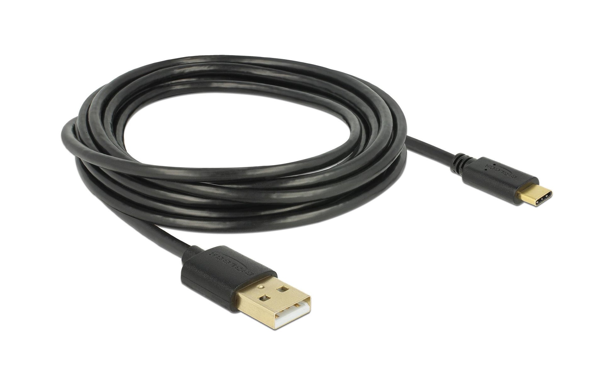 DeLOCK USB-Kabel – USB-A auf USB-C – USB 2.0 (480 Mbps) – 3 m – Schwarz