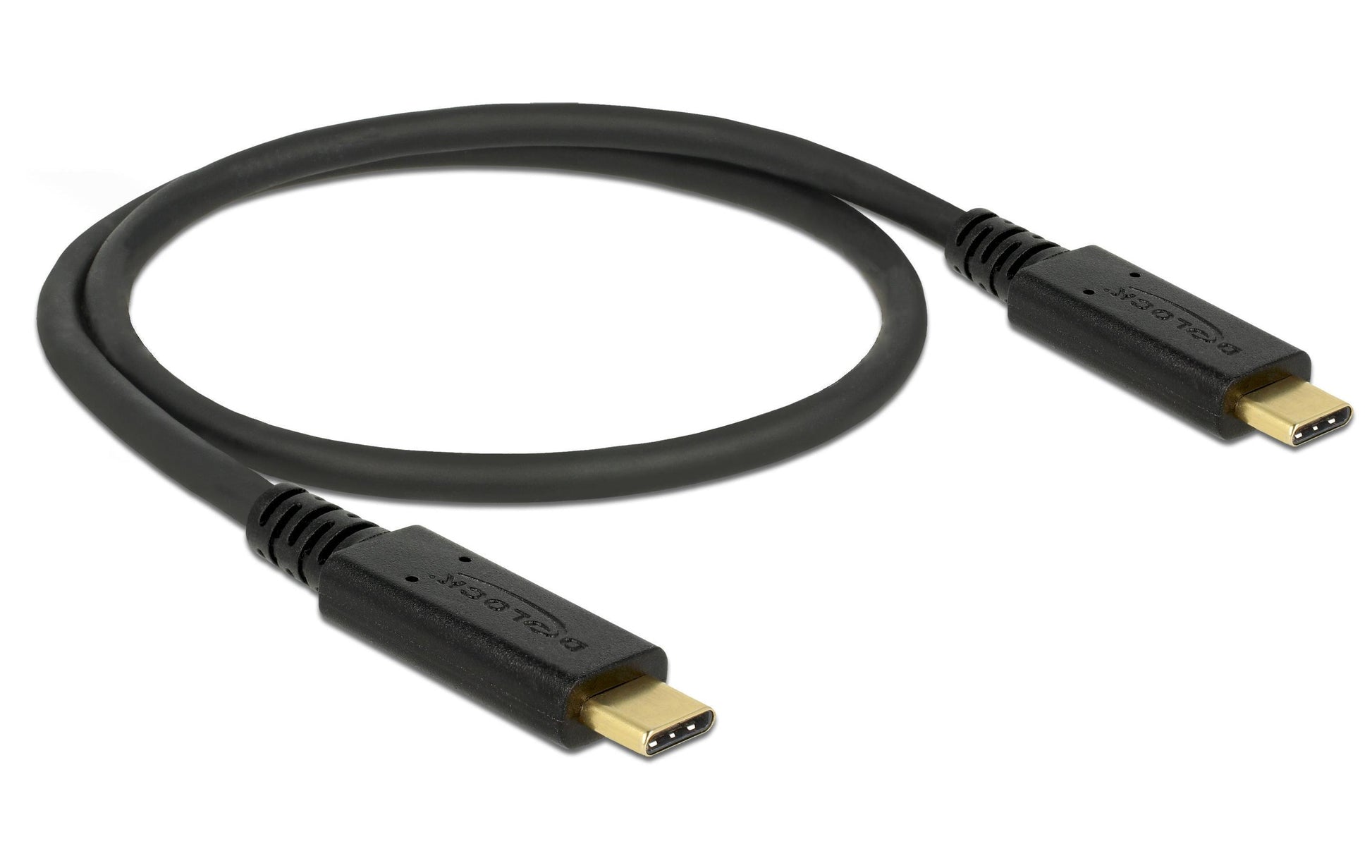 DeLOCK USB-C auf USB-C Kabel – USB 2.0 (480 Mbps) – 0,5 m – E-Marker – Schwarz