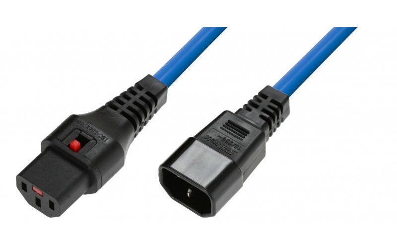 IEC LOCK Netzkabel – IEC C14 zu IEC C13, 1,5 m, 10 A, Blau