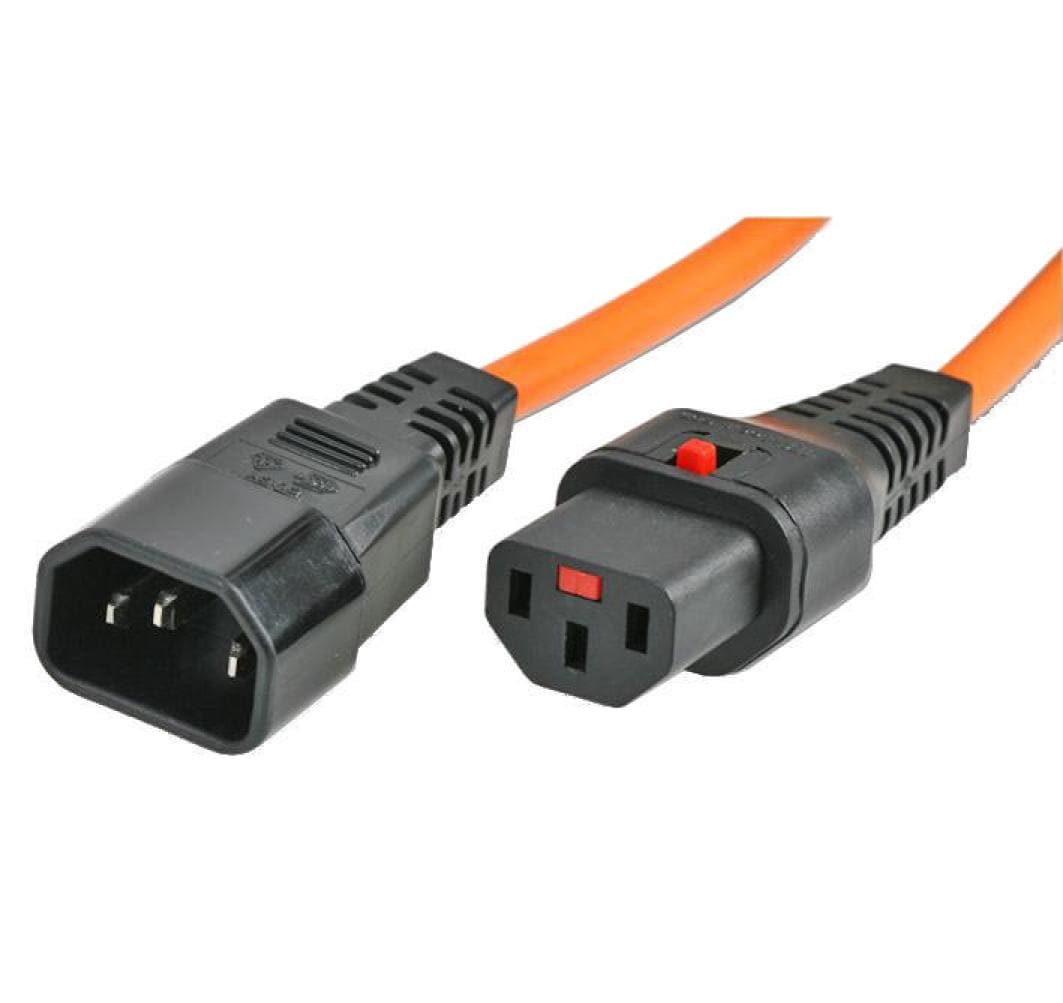 IEC LOCK Netzkabel – IEC C14 zu IEC C13, 4 m, 10 A, Orange