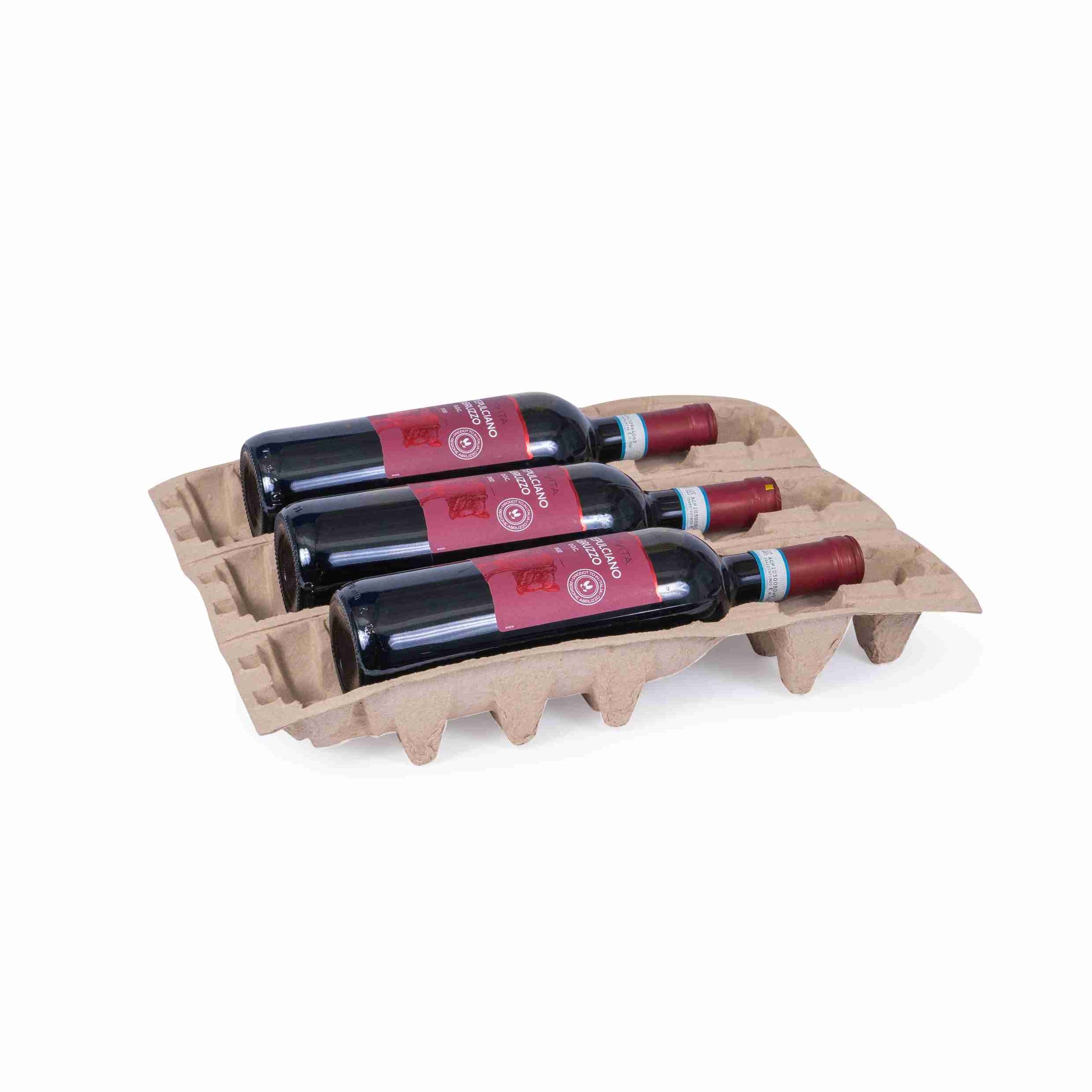 Model Einlagekarton – 800 × 1'200 mm – Faserguss – grau – für Flaschenhöhe bis 360 mm, Ø 95 mm – 1 Palette (800 Stk.)