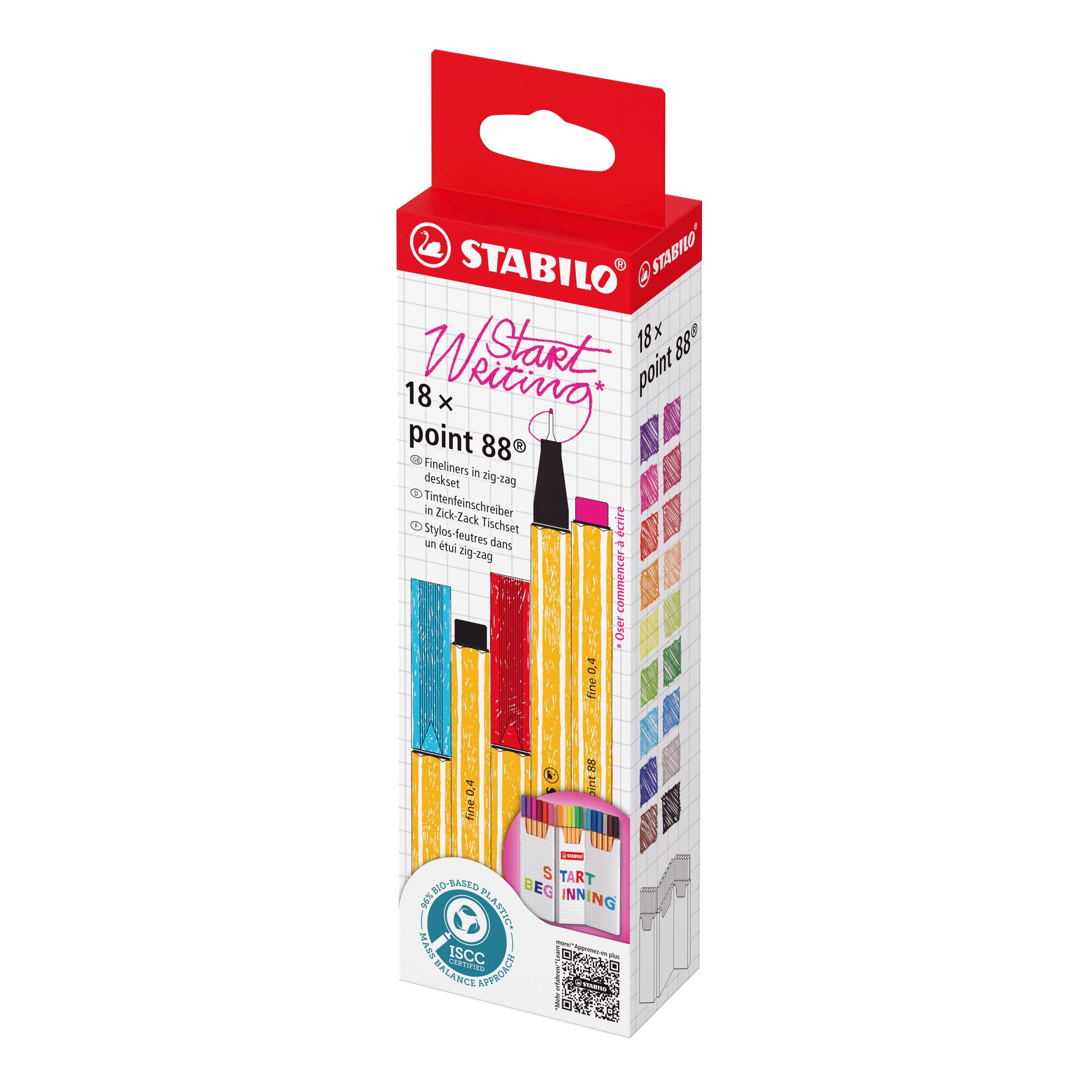 STABILO point 88 Fineliner Zick-Zack Etui – 18 Stk., 0,4 mm, sortiert