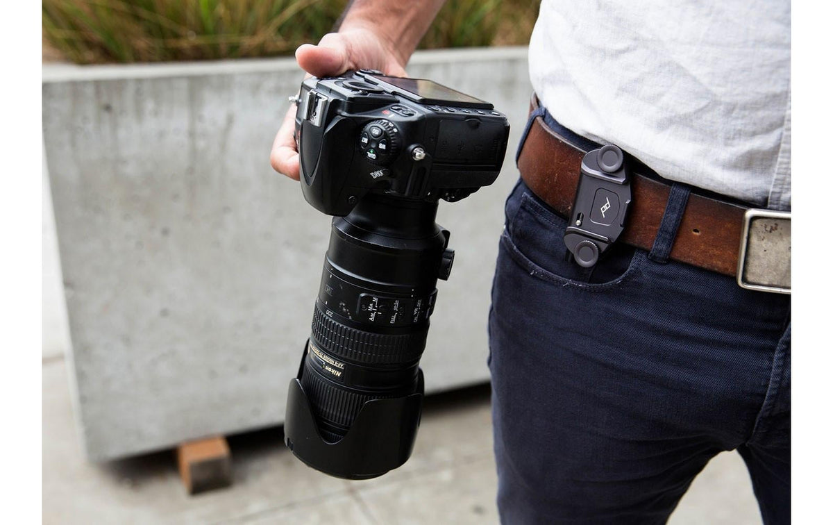 Peak Design Clip&Plate Passive Halterung – 1/4" Gewinde, Gurtclip – für Gürtel, Rucksack – Schwarz