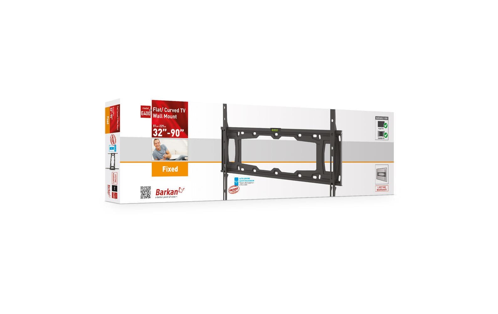 Barkan Mounting Systems Barkan WH E400+ – Wandhalterung, fix, für 32–90", VESA 75×75–600×400, bis 60 kg, schwarz