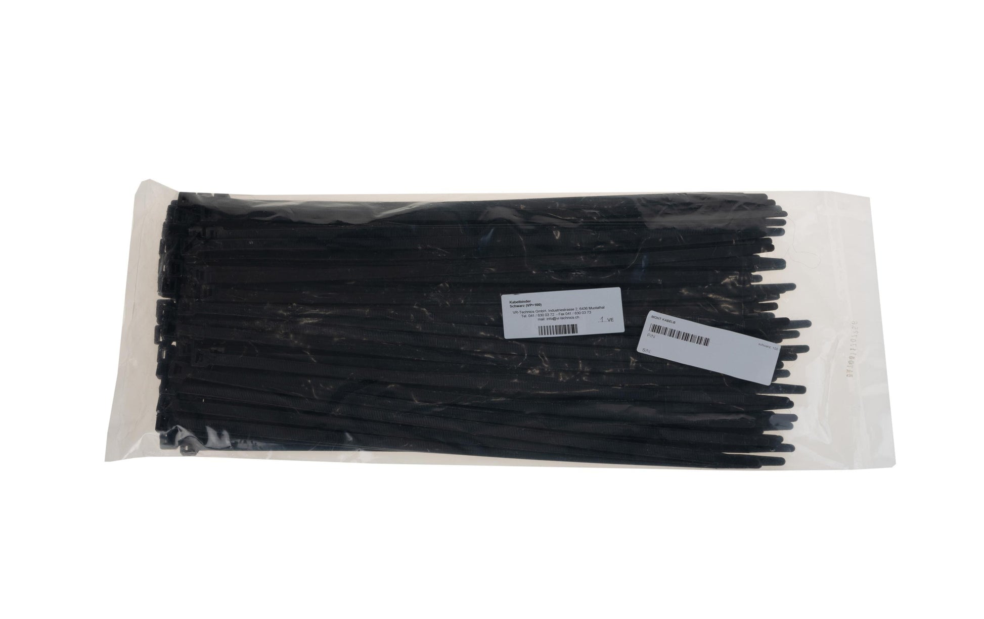 VR Technics Kabelbinder, 530×9 mm, 100er-Pack, selbstverlöschend UL 94 V2 – schwarz
