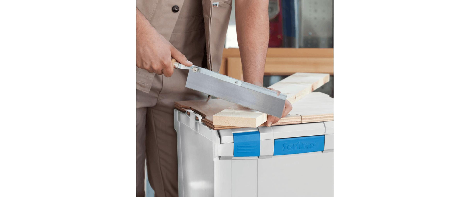 L-BOXX Zweiteilige Arbeitsplatte – Stärke 14 mm, braun, Birke, B 328 × H 19 × T 458 mm, für L-BOXX