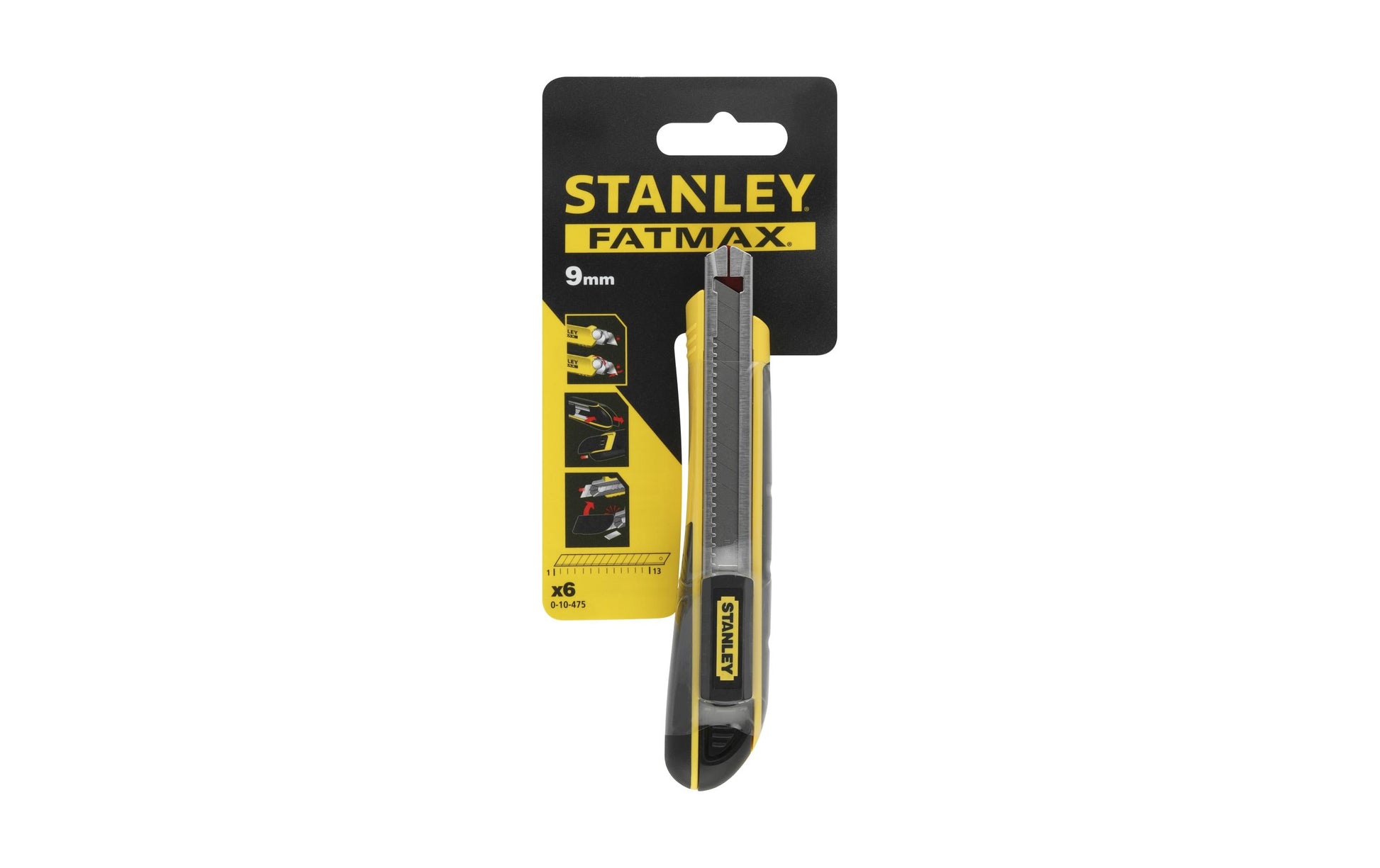Stanley FatMax – Abbrechmesser 9 mm, einziehbar, Magazin für bis zu 6 Klingen, gelb