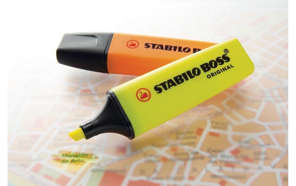 STABILO BOSS Original Textmarker Gelb – Keilspitze, 2–5 mm, Nachfüllbar