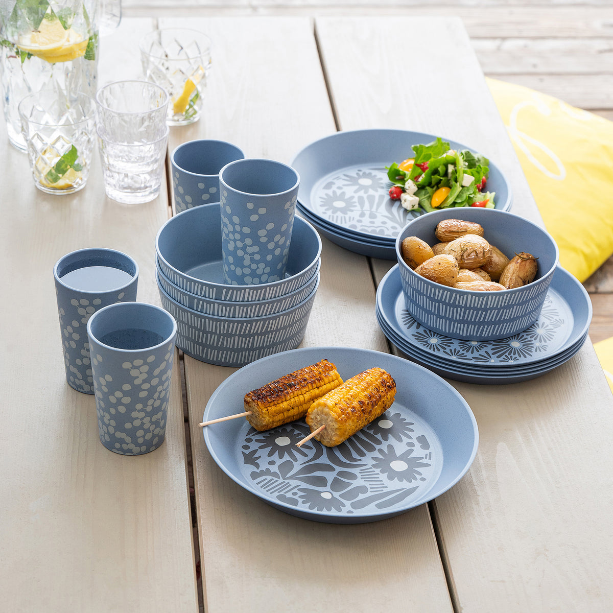 Koziol Speiseteller – Ø 20,5 cm, Kunststoff (recycelt), Blau, spülmaschinenfest, mikrowellengeeignet