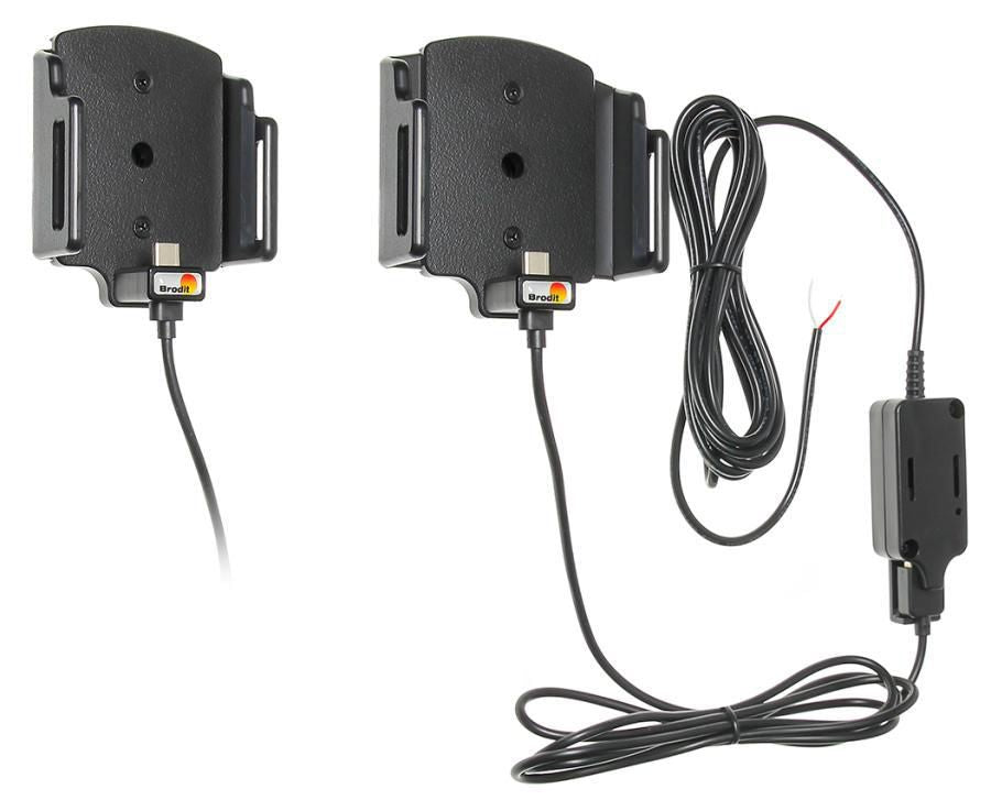 Brodit Active Holder – Auto-Ladegerät – kabelgebunden, USB, 12 V – Gerätebreite 62–77 mm – Schwarz