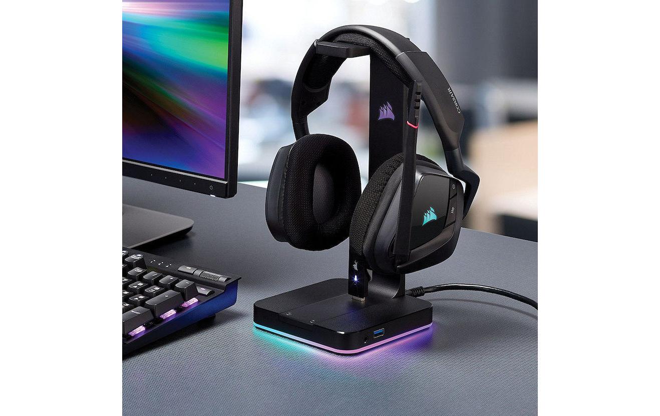 Corsair ST100 RGB – Kopfhörerständer, mit RGB, Schwarz, für PC