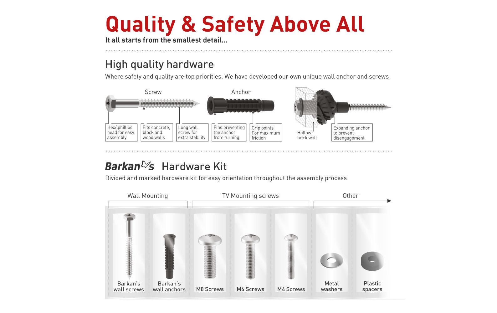 Barkan Mounting Systems Barkan WH 4400-SW – Wandhalterung, schwenkbar, neigbar, für 32–80", VESA 200×100–600×400, bis 50 kg, schwarz
