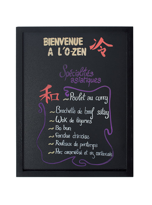 Securit Kreidetafel WOODY – 400 × 600 mm – Melamin, Kieferholzrahmen – beidseitig, für Kreidemarker