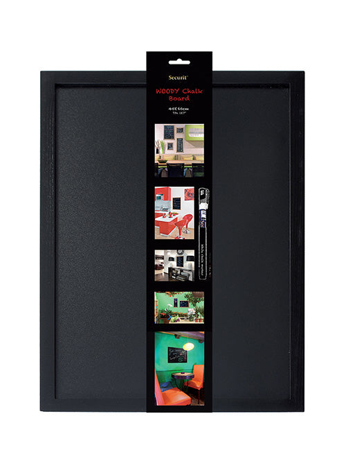 Securit Kreidetafel WOODY – 400 × 600 mm – Melamin, Kieferholzrahmen – beidseitig, für Kreidemarker